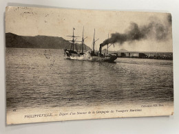 CPA - ALGERIE - PHILIPPEVILLE - Départ D'un Steamer De La Compagnie Des Transports Maritimes - Skikda (Philippeville)