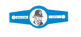 5) Bague De Cigare Série Tintin Bleue Blanche Royal Flush Kuifje Agent De Police En Superbe.Etat - Objets Publicitaires