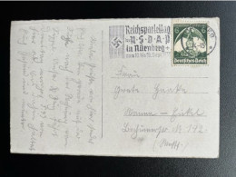 GERMANY 1935 POSTCARD NURNBERG TO WANNE EICKEL 14-09-1935 DUITSLAND DEUTSCHLAND REICHSPARTEITAG NSDAP - Interi Postali Privati