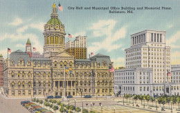 BR77. US Postcard. City Hall And Munipal Office Building, Memorial Place. Baltimore MD - Baltimore