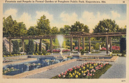 BR69. Vintage Linen US Postcard. Formal Garden At Pangborn Public Park, Hagerstown - Hagerstown
