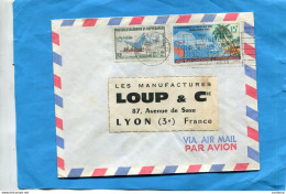 Marcophilie-Nouvelle Calédonie  -lettre -pour France Cad  1963-+ Flamme""visitez..2  Stamps N°302+305conférence Pacifiq - Lettres & Documents