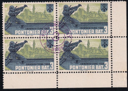 Pontoniere 27 Gezähnter Vierer Block - Pontonier Bat. 3 - Mit Truppemstempel - Postfrisch/**/MNH - Labels