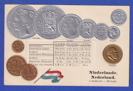 Historische Postkarte Münzen Niederlande, Edler Prägedruck, Silber Und Golden ! - 100 - 499 Karten