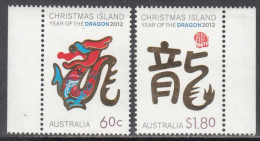 2012 Christmas Island Year Of The Dragon GOLD Complete Set Of 2 MNH - Christmas Island