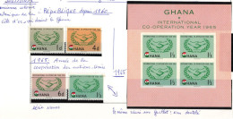 GHANA - REPUBLIQUE - 1965 - ANNEE INTERNATIONALE De La COOPERATION - LES QUATRE VALEURS +LE BLOC 1/3 - Ghana (1957-...)