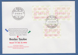 Schweiz Sonder-ATM BASLER TAUBE 1995, Offiz. FDC Mit Satz 60-80-100 - Automatic Stamps