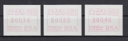 RSA 1987 Sonder-ATM PAARL Mi.-Nr. 4 Satz 16-25-40 Postfrisch ** - Automatenmarken (Frama)