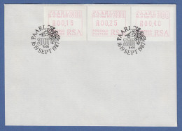 RSA 1987 Sonder-ATM PAARL Mi.-Nr. 4 Satz 16-25-40 Auf Blanco-FDC - Automatenmarken (Frama)