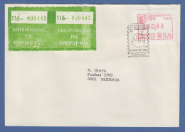 RSA 1986 Sonder-ATM Johannesburg Mi.-Nr 2 Wert 0,44 Auf Inl.-Certified-Brief  - Frama Labels