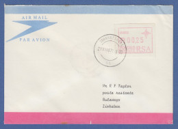 RSA ATM 1. Ausgabe P.003 Als Gummidruck Auf Brief Nach Zimbabwe, 21.8.87.  - Automatenmarken (Frama)