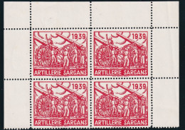 Artillerie 4 Gezähnter Vierer Block Ohne Inschrift - Artillerie Sargans  - Postfrisch/**/MNH - Vignetten