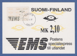 Finnland 1992 Dassault-ATM 2.Ausgabe Turku EMS Mi-Nr 12.2 Z1 Auf Maximumkarte - Automatenmarken [ATM]