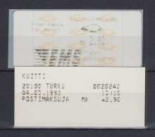 Finnland 1992 Dassault-ATM 2.Ausgabe Turku EMS Mi-Nr 12.2 Z6 Wert 2,90 ** Mit AQ - Machine Labels [ATM]