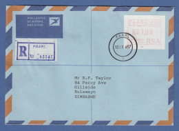 RSA 1987 Sonder-ATM PAARL Wert 01,00 Auf R-FDC Nach Simbabwe - Automatenmarken (Frama)