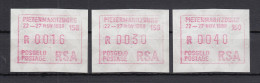 Südafrika 1988 Sonder-ATM Pietermaritzburg (VS) Satz 3 Werte 16-30-40 **  - Frama Labels