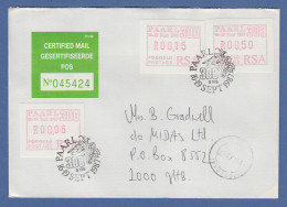 RSA Südafrika 1987 Sonder-ATM PAARL Certified-Brief Mit 3 ATM 0,06-0,15-0,50  - Viñetas De Franqueo (Frama)