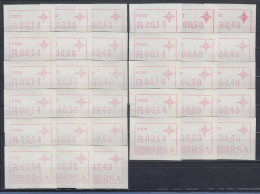 RSA Südafrika FRAMA-ATM Serie 10 Aut.-Nr. P.002 - P.011 Je Satz 14-30-40 ** (VS) - Frama Labels