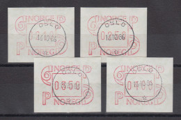 Norwegen 1986 FRAMA-ATM Mi.-Nr. 3.1b Satz 210-250-350-400 Mit ET-Voll-O OSLO - Machine Labels [ATM]