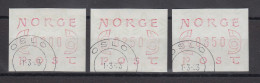 Norwegen 1980 FRAMA-ATM Posthörner Ziffern Schmal Braunrot Satz 200-250-350 O - Automatenmarken [ATM]