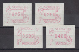 Norwegen 1986 FRAMA-ATM Mi.-Nr. 3.2b Satz 250-290-380-480 ** - Machine Labels [ATM]