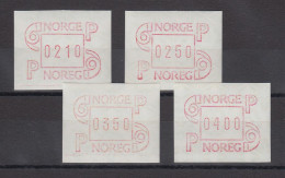 Norwegen 1986 FRAMA-ATM Mi.-Nr. 3.1b Satz 210-250-350-400 ** - Timbres De Distributeurs [ATM]