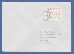 Norwegen 1980 FRAMA-ATM Mi.-Nr. 2.1b Wert 350 Auf LDC OSLO 15.10.86 -> Belgien - Viñetas De Franqueo [ATM]