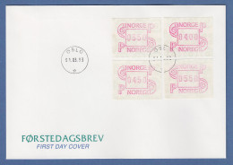 Norwegen 1986 FRAMA-ATM Mi.-Nr. 3.2d Satz 350-400-450-550 Auf Tarif-FDC 1.3.93 - Timbres De Distributeurs [ATM]