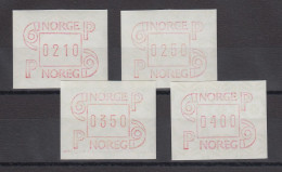 Norwegen 1986 FRAMA-ATM Mi.-Nr. 3.1b Satz 4 Werte 210-250-350-400 ** - Automatenmarken [ATM]