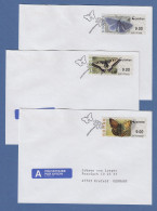 Norwegen 2008 ATM Schmetterlinge Neues Logo Mi-Nr 10-12 Je Wert 9,00 Auf FDC  - Automatenmarken [ATM]