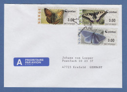 Norwegen 2008 ATM Schmetterlinge Neues Logo Mi.-Nr. 10-12 Wert 3.00 3x Auf FDC  - Timbres De Distributeurs [ATM]