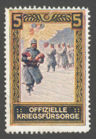 WW1 War SOLDIER Snow ANGEL Austria Hungary Military K.u.K KuK Kriegsfürsorge LABEL CINDERELLA VIGNETTE - 1. Weltkrieg