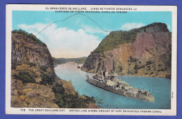 Panama-Kanalzone Bildpostkarte Kriegsschiff Im Gaillard (Culebra) Cut Ungelaufen - 100 - 499 Karten