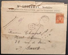 La Verpillière 38 Recommandé 12-1895 Sage 40c ' OR '38, Notaire, Paris Beaucoup Cachets D'arrivée Et Retour A L'envoyeur - 1877-1920: Periodo Semi Moderno