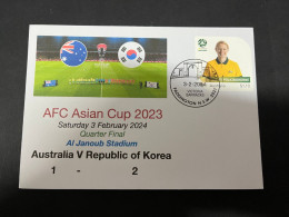 6-2-2024 (3 X 27) AFC Asian Cup 2023 (Qatar) Australia (1) V Republic Of Korea (2) - 3-2-2024 - With OZ Matilda Stamp - Otros & Sin Clasificación