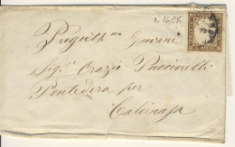 10 C. Grigio Bistrò Scuro Ben Marginato (14Cf) Su Piego Da Livorno Il 23 Marzo 1861  - Vedi Descrizione (3 Immagini) - Sardinia