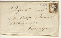 10 C. Grigio Bistrò Scuro Ben Marginato (14Cf) Su Piego Da Livorno Il 23 Marzo 1861  - Vedi Descrizione (3 Immagini) - Sardegna