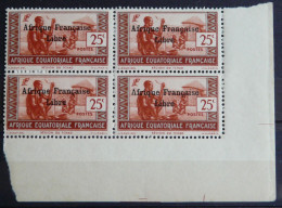 AEF - N° 163b - Neuf ** (MNH) Sans Charnière - Bloc De 4 , Coin De Feuille  - TTB - Other & Unclassified