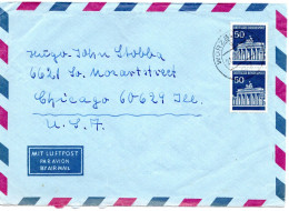 74465 - Bund - 1968 - 2@50Pfg Brandenburger Tor A LpBf WUERZBURG -> Chicago, IL (USA) - Cartas & Documentos