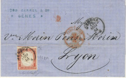 40 C. Rosso Vermiglio (16Da) Con Varietà Linea Di Riquadro Il 17/08/1861 - F. Bolaffi    - Vedi Descrizione (3 Immagini) - Sardegna