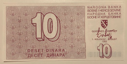 Bosnia, 10 Dinars 1992, Pick-21a, UNC - Bosnië En Herzegovina