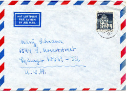 74490 - Bund - 1969 - 1DM Gr Bauten EF A LpBf WUERZBURG -> Chicago, IL (USA) - Lettres & Documents