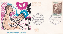 FDC -- 1964 -- Reclassement Professionnel Des Paralysés  ...cachet  PARIS --75 .... - 1960-1969