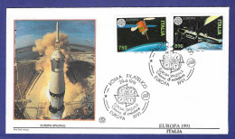 Italien / Italia 1991  Mi.Nr. 2180 / 2181 , EUROPA CEPT - Europäische Weltraumfahrt - FDC Roma 29.4.1991 - 1991
