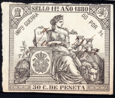 ESPAGNE / ESPANA / SPAIN - 1880 Sellos Fiscales (PÓLIZAS) 50c Negro - Ed.217 - Usado - Fiscale Zegels