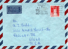 74502 - Bund - 1984 - 140Pfg I&T EF A LpBf WUERZBURG - ... -> Chicago, IL (USA) - Storia Postale