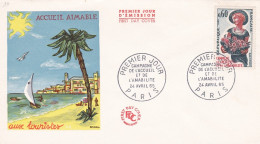 FDC -- 1965 --Accueil Aimable Aux Touristes  (palmier, Soleil )     ...cachet  PARIS --75 .... - 1960-1969