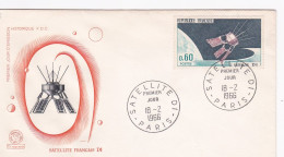 FDC - 1966 -- SATELLITE  D1 ...(espace)......cachet  PARIS  -75 - 1960-1969