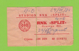 RNK SPLIT V HNK ORIJENT Rijeka Stara Ex Yu Ulaznica Za Prvaka Hrvatske 1984 * Football Ticket Yugoslavia Croatia Croazia - Tickets D'entrée