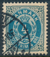 Denmark Danemark Danmark 1895: 4ø Grey/blue Bicolour, VF Used, AFA 23B (DCDK00584) - Used Stamps